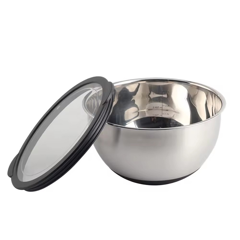 5size Stainless Steel Mixing Bowls With Transparent Lids Set