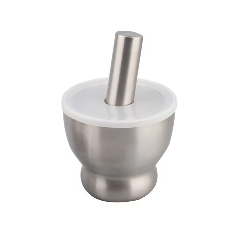 Stainless Steel Mortar and Pestle Set, Spices Grinder Pill Crusher with Silicone Protective Lid