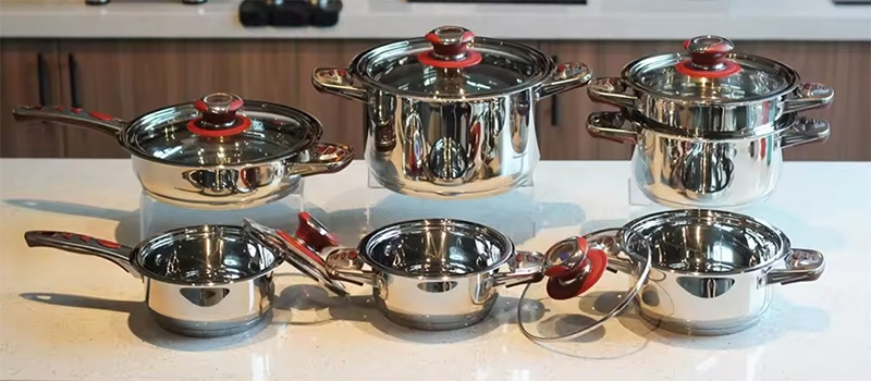 With Tempered Glass Lid, Stainless Steel Cookware Set