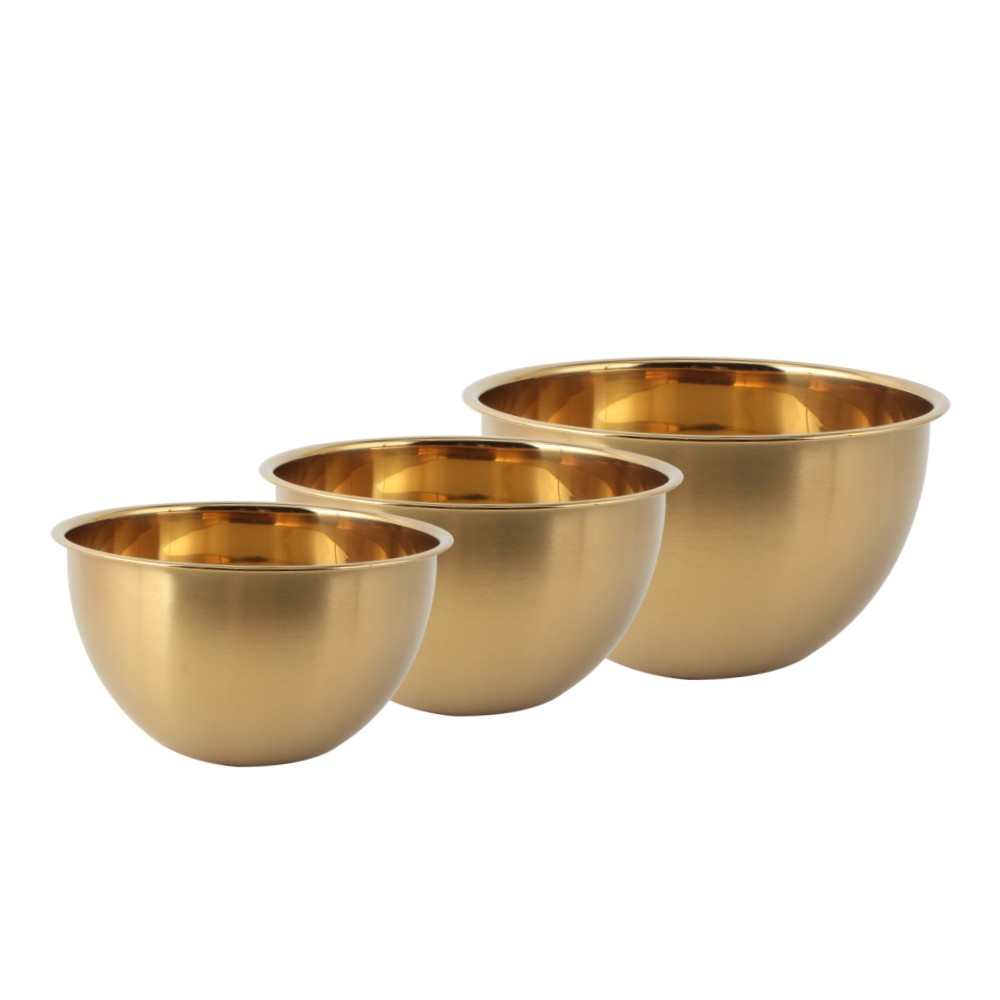 3size PVD Golden Mixing Bowl set