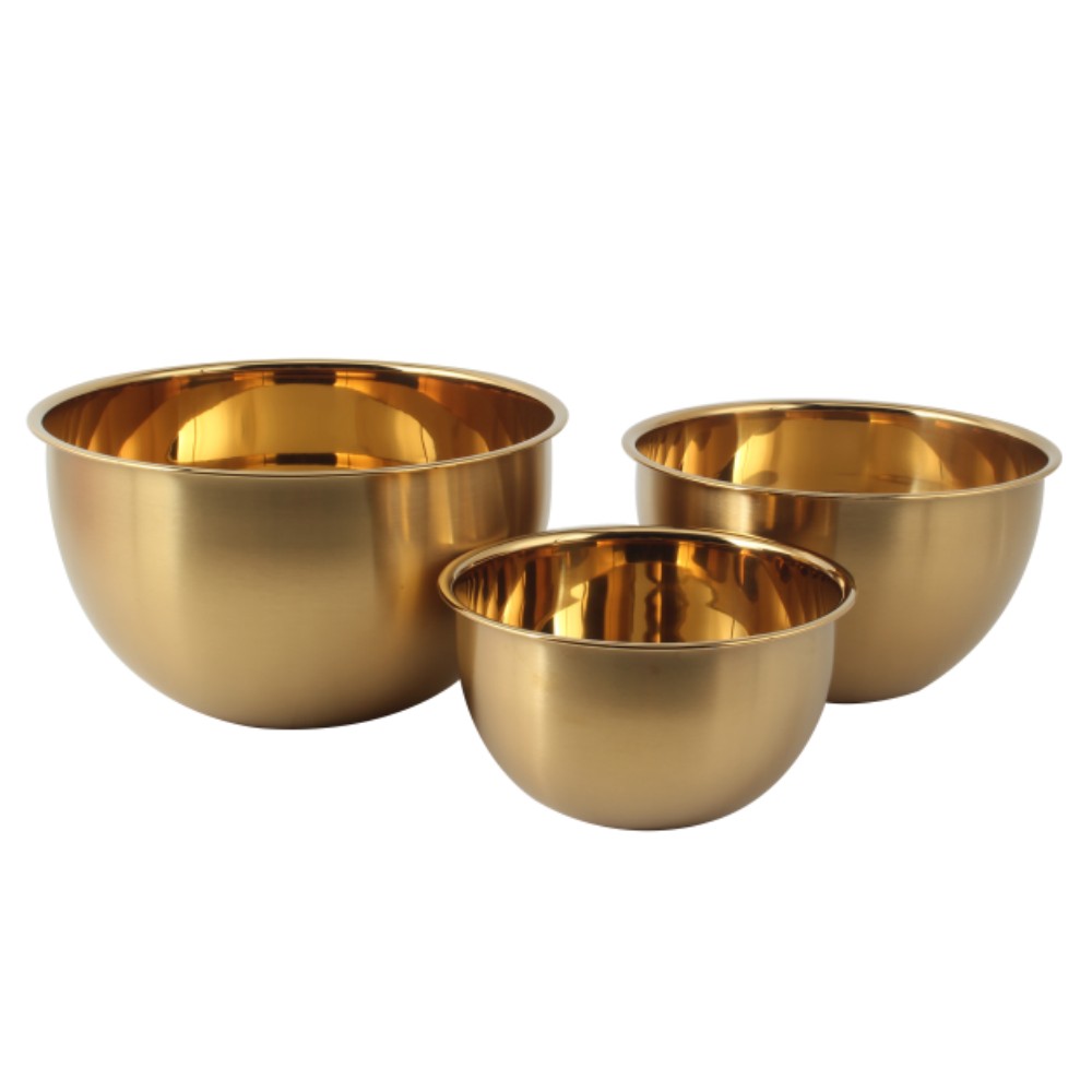 3size PVD Golden Mixing Bowl set