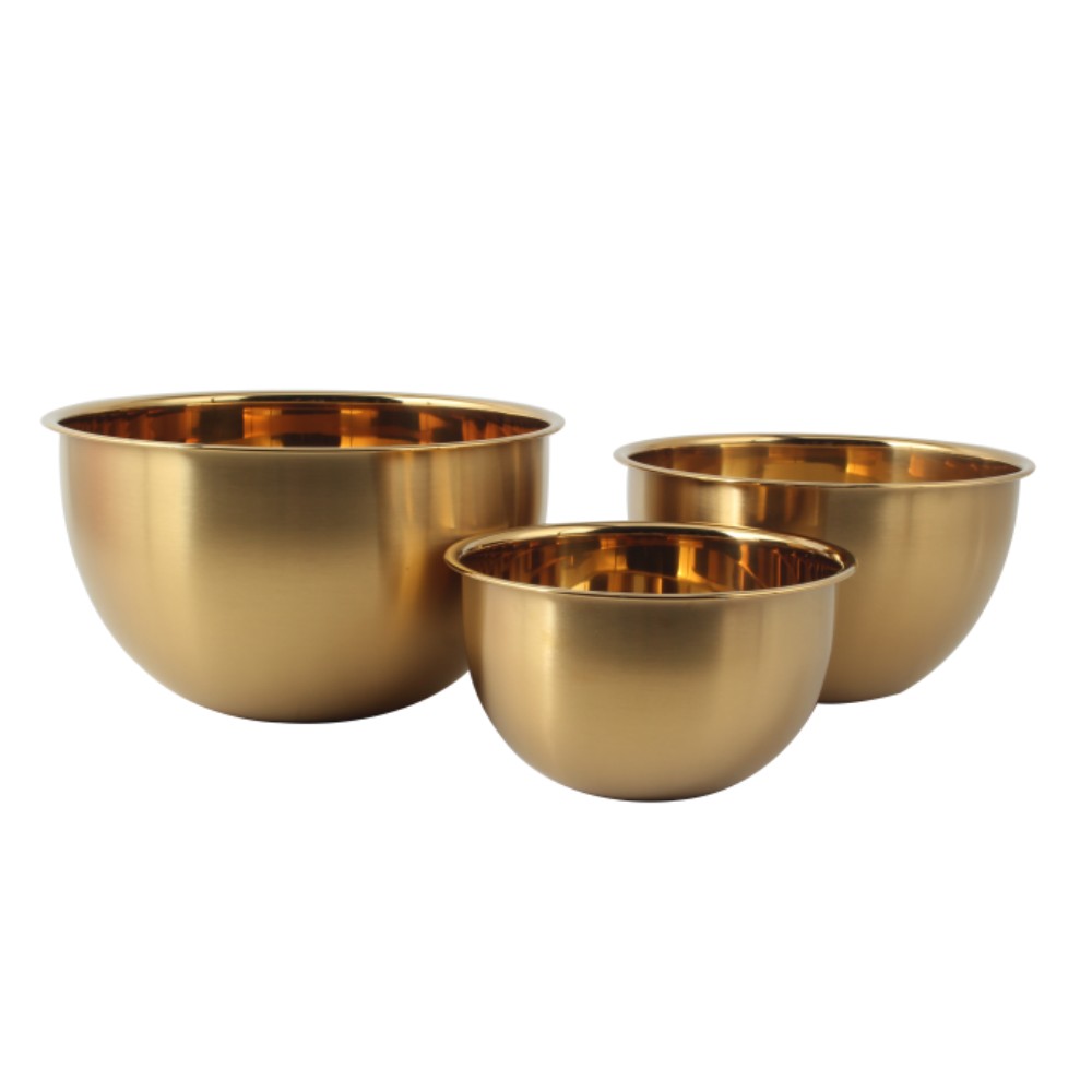 3size PVD Golden Mixing Bowl set