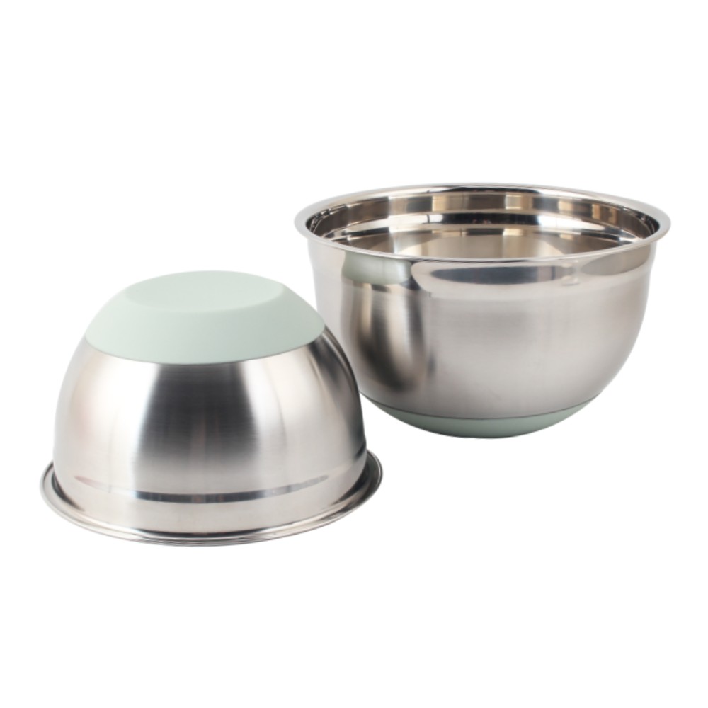 3size Silicone Base Stainless Steel Salad Bowl Set