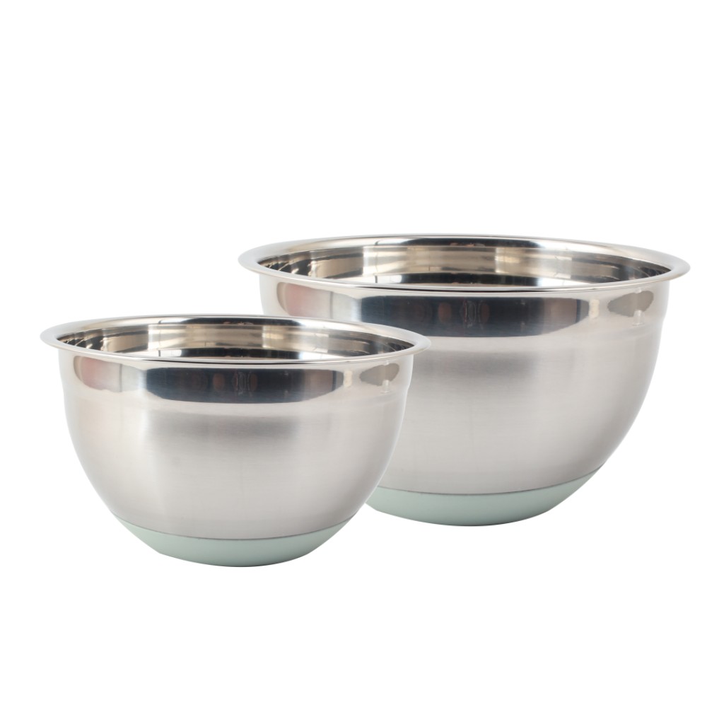 3size Silicone Base Stainless Steel Salad Bowl Set