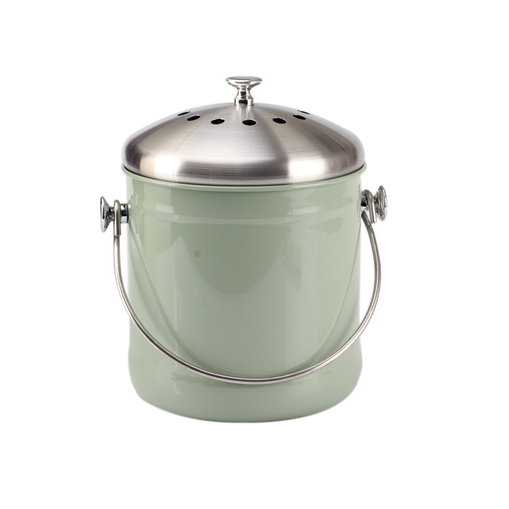 Mini 0.8 Gallon Stainless Steel Compost Bin With Lid, with Innovative Dual Filter Technology