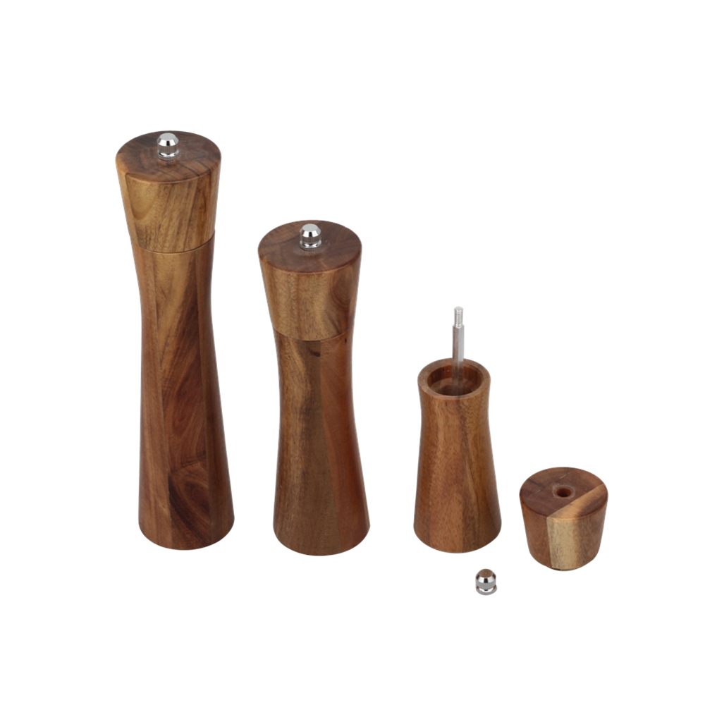 Wooden Salt And Pepper Grinder, Refillable Salt & Pepper Mills Adjust for Customized Coarseness