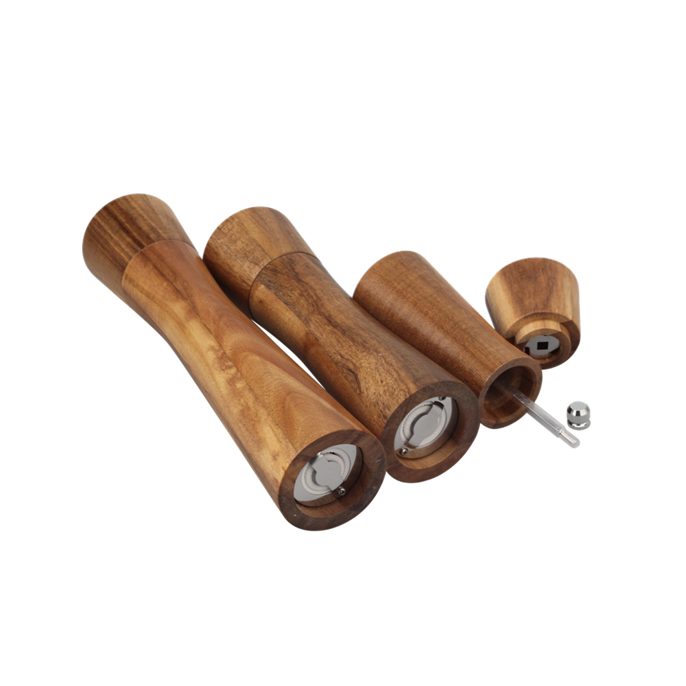 Wooden Salt And Pepper Grinder, Refillable Salt & Pepper Mills Adjust for Customized Coarseness