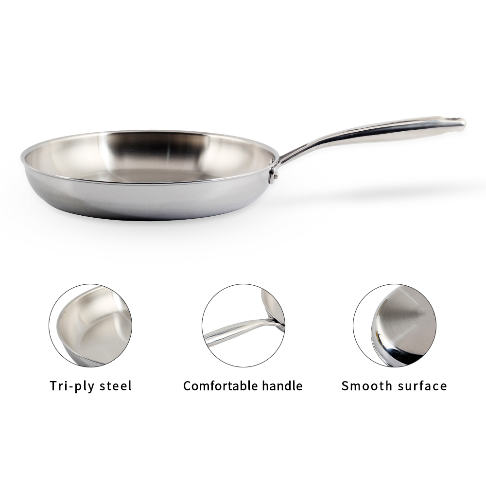 Tri-Ply 12 Inch Stainless Steel Frying Pan