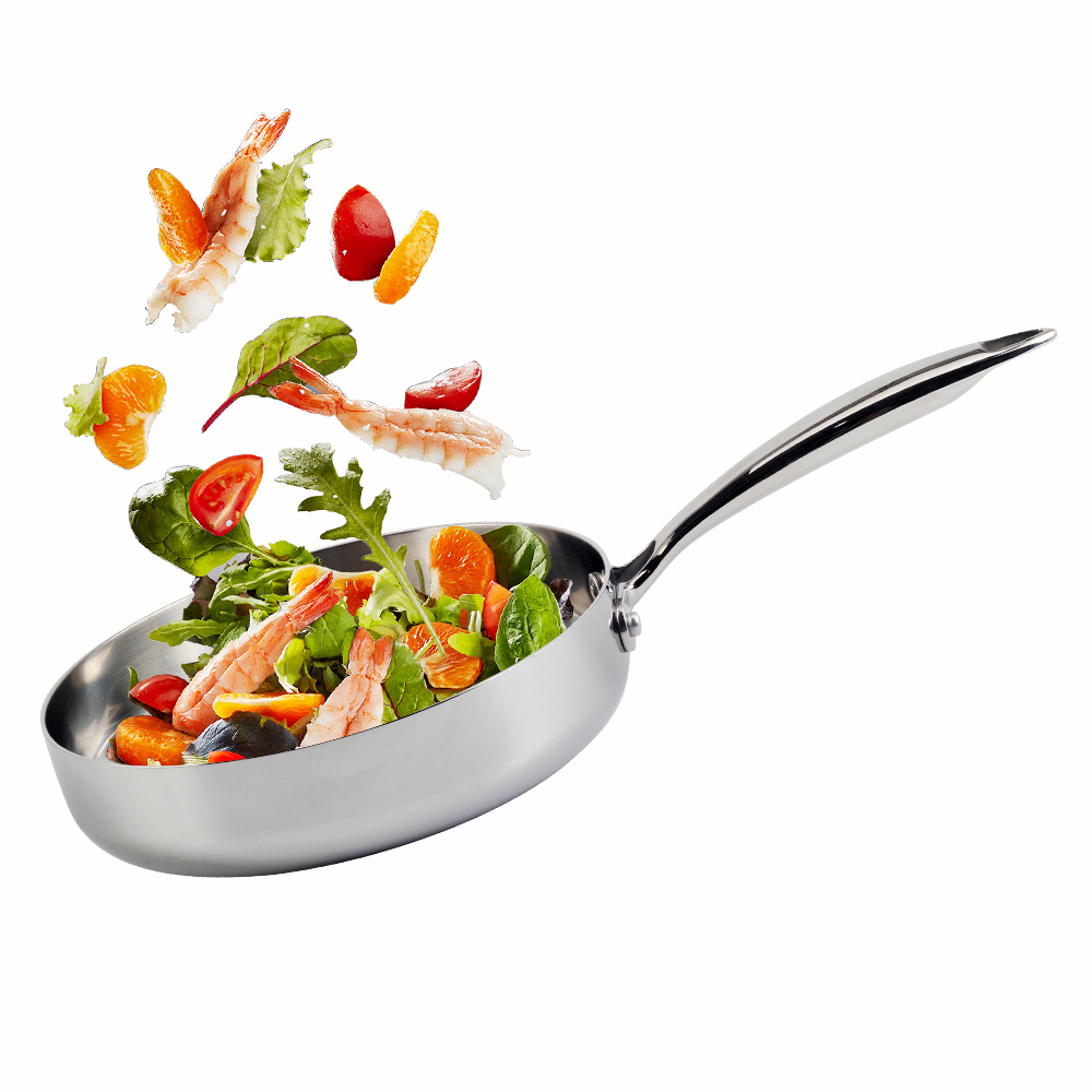 12 Inch Tri-Ply Stainless Steel Frying Pan With Lid