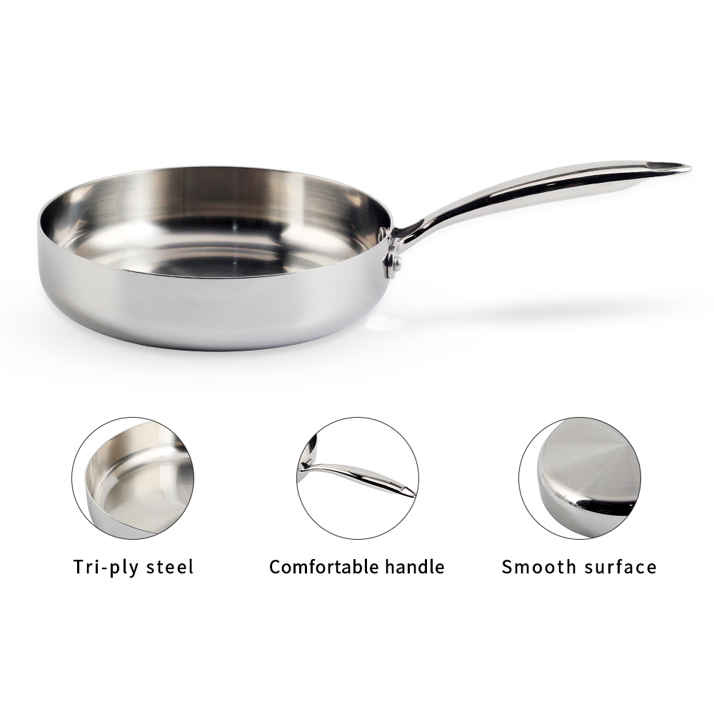 12 Inch Tri-Ply Stainless Steel Frying Pan With Lid