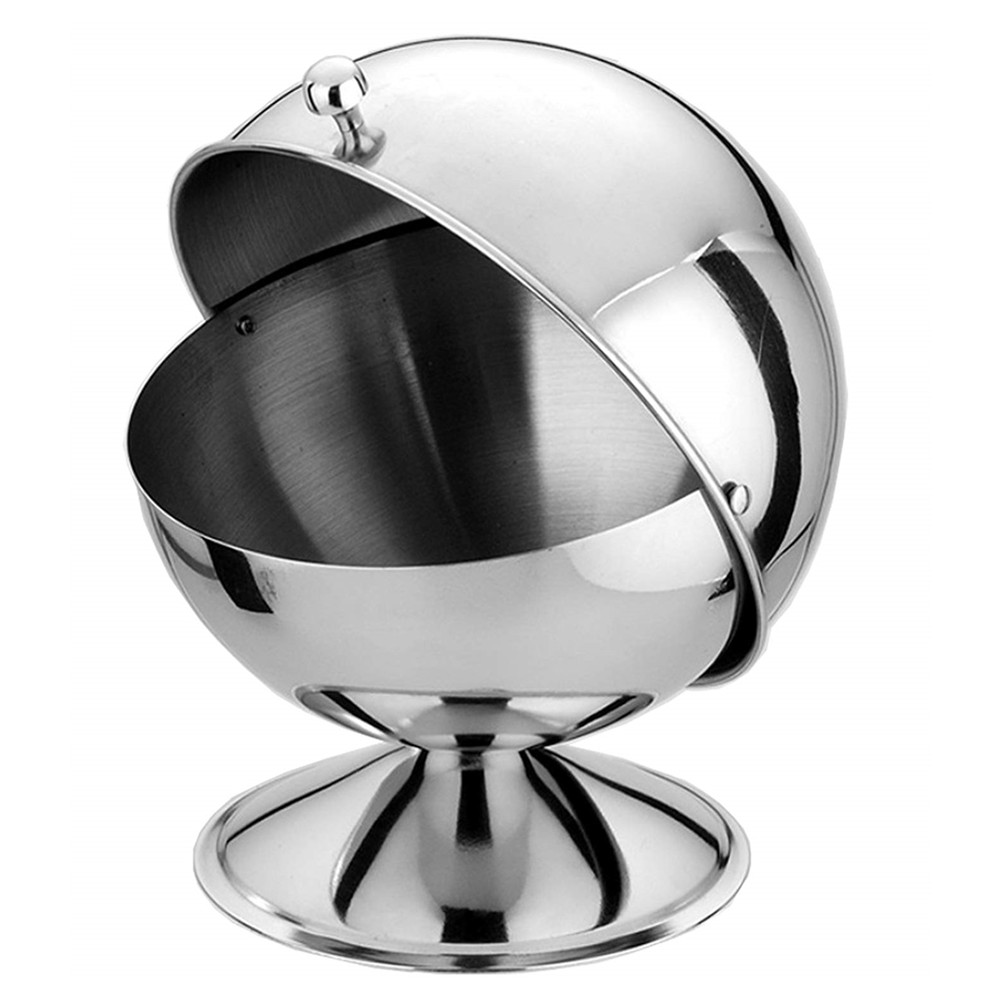 Stainless Steel Sugar Bowl With Roll Lid, Sugar Cube Holder