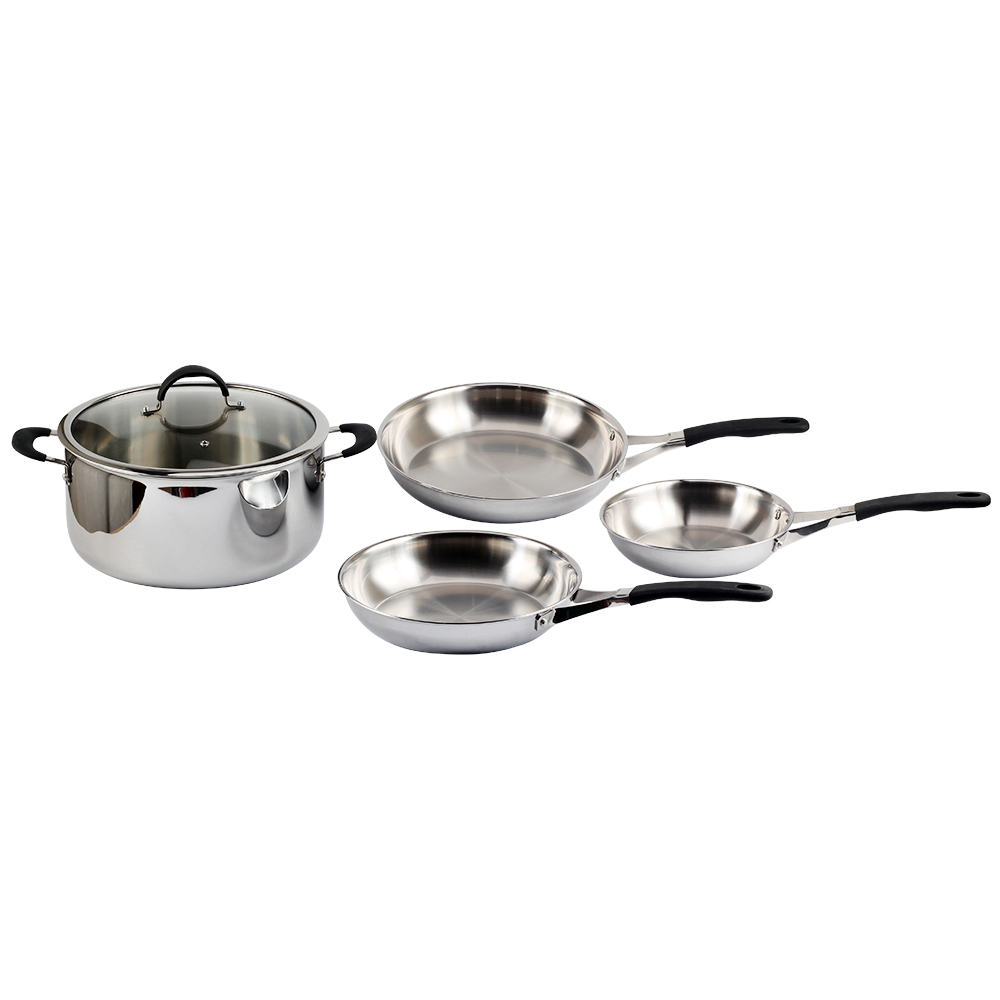 3 Ply Stainless Steel Cookware Set With Silicone Handle