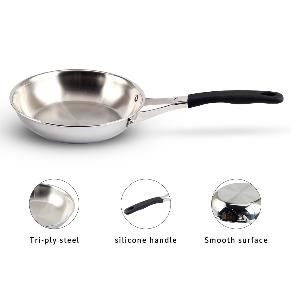 Triply Stainless Steel Frying Pan With Silicone Handle