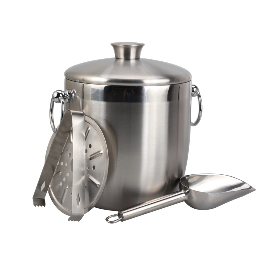 Stainless Steel Double Wall Ice Bucket, With Scoop