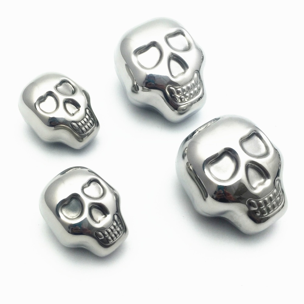 Stainless Steel Skull Ice Cube Whiskey Stone, Gifts for Men, Whiskey Stones Set