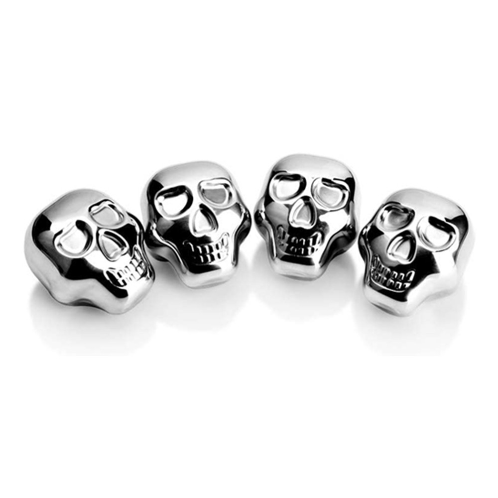 Stainless Steel Skull Ice Cube Whiskey Stone, Gifts for Men, Whiskey Stones Set