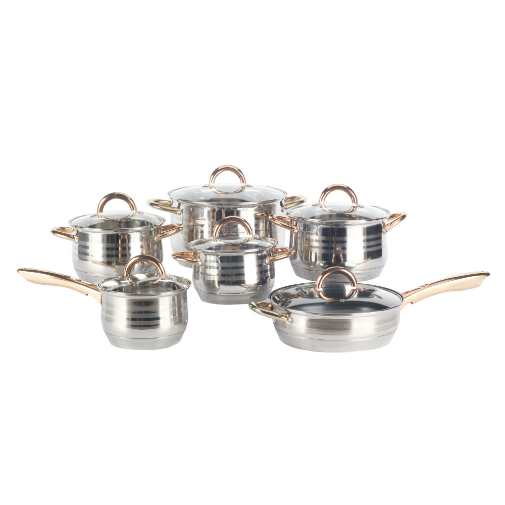 Stainless Steel Cookware With Golden Handle