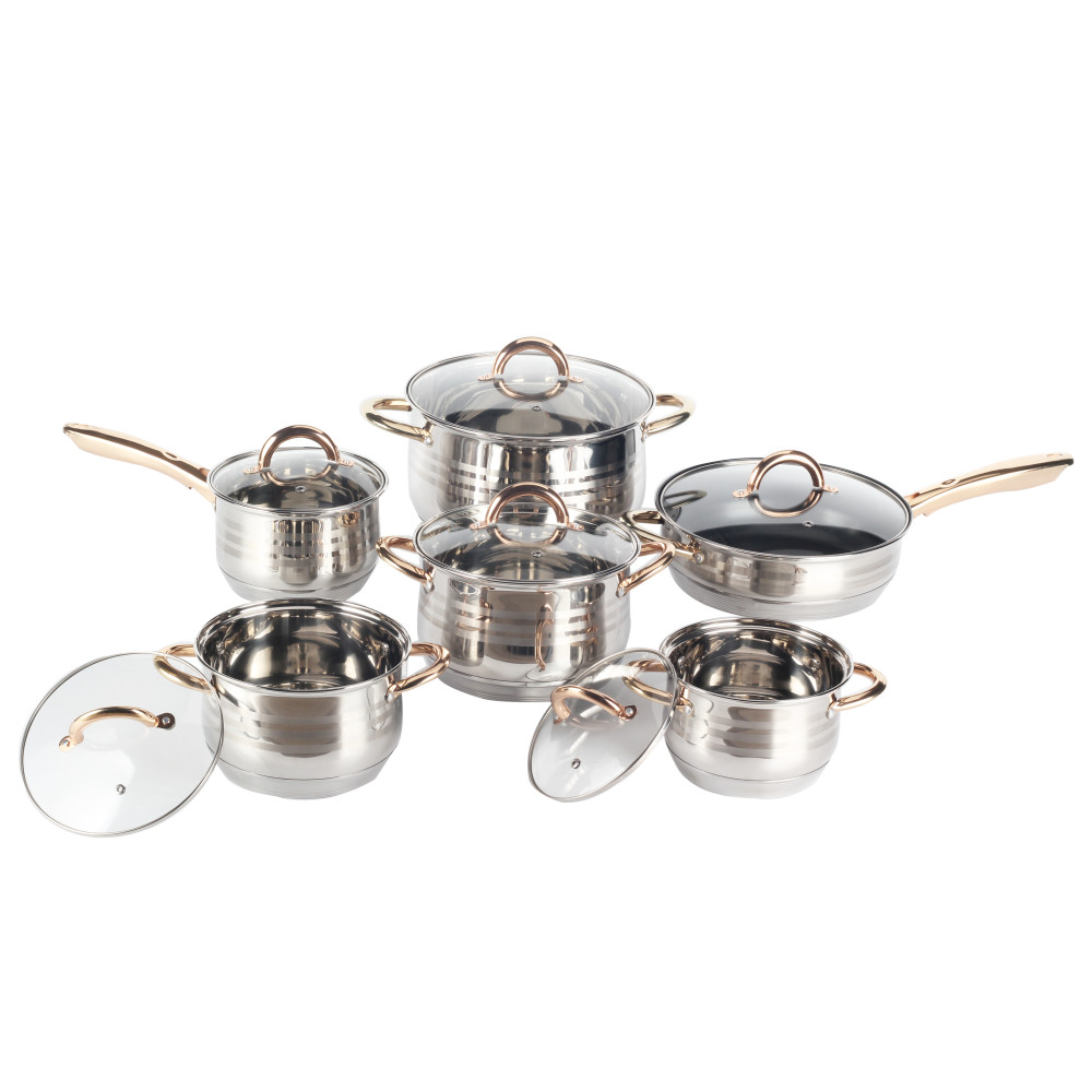 Stainless Steel Cookware With Golden Handle