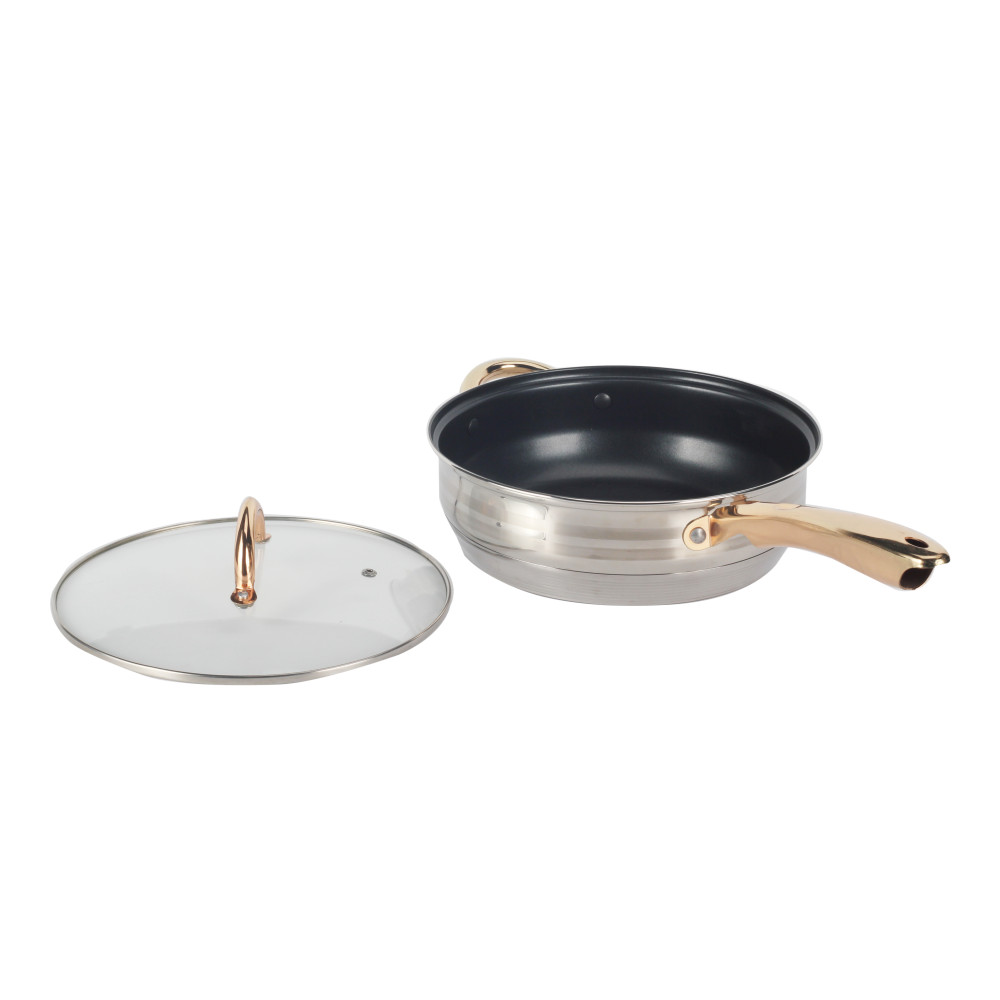 Stainless Steel Cookware With Golden Handle