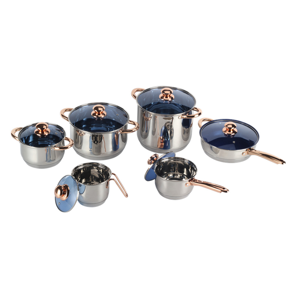 12pcs Non-Stick Cookware Setwith Golden Handle