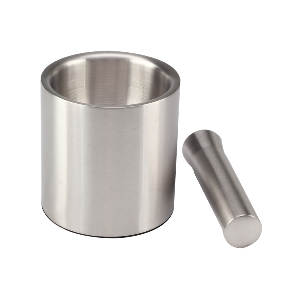 Mortar and Pestle Sets Brushed Stainless Steel Spice Grinder Pill Crusher