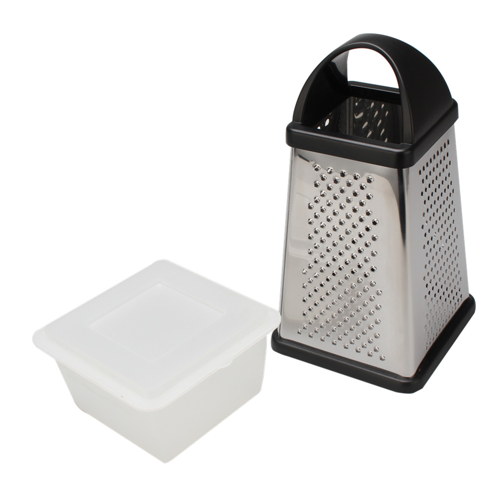 Stainless Steel Grater, Four Sided Grater for Cucumber, Carrot and Cheese, with Non-Slip Base