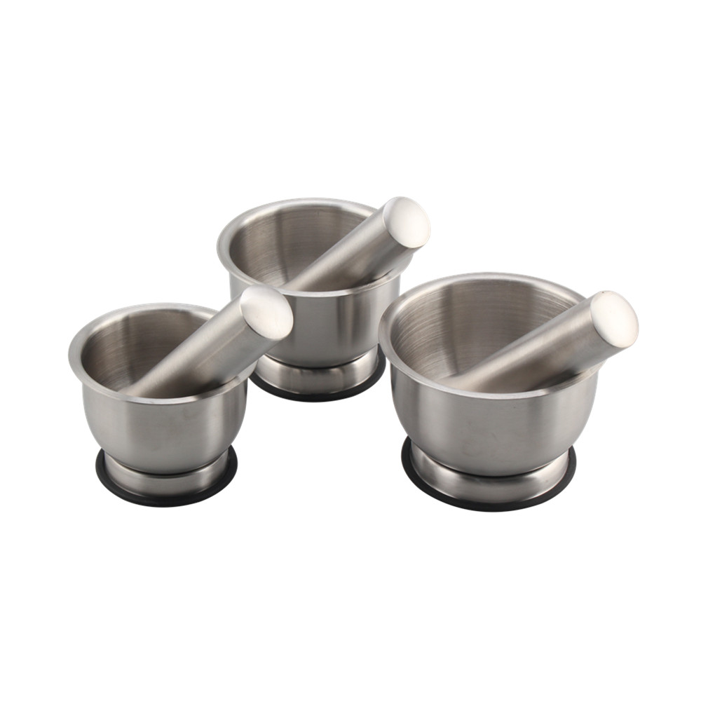 Stainless Steel Mortar and Pestle Set with Lid for Spice Medicine Grinder Coffee Bean Crusher