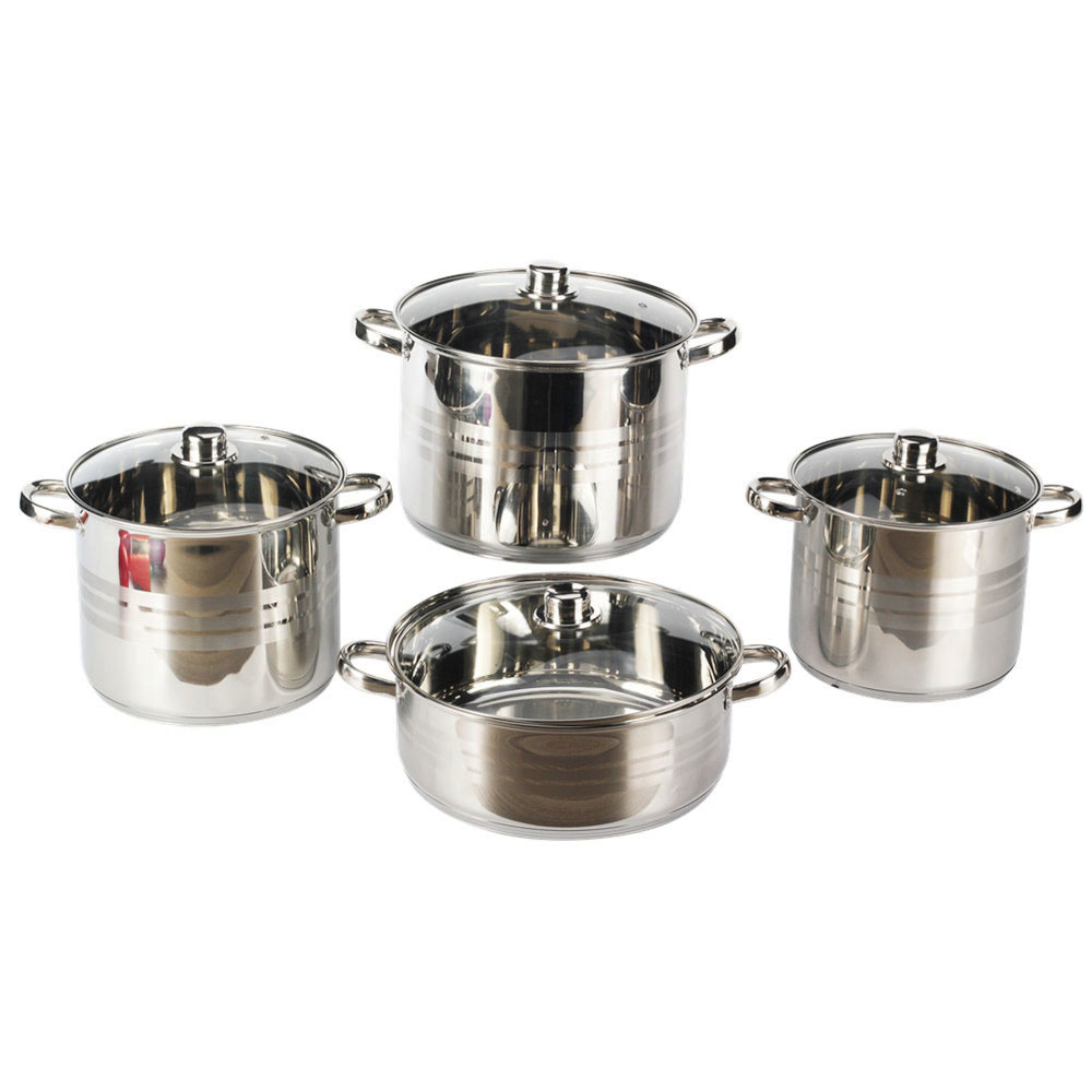 8pcs Stainless Stock Pot