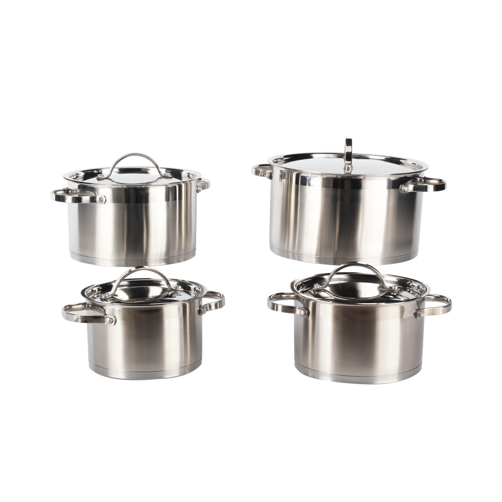 8pcs Stainless Stock Pot With Stainless Steel Lid