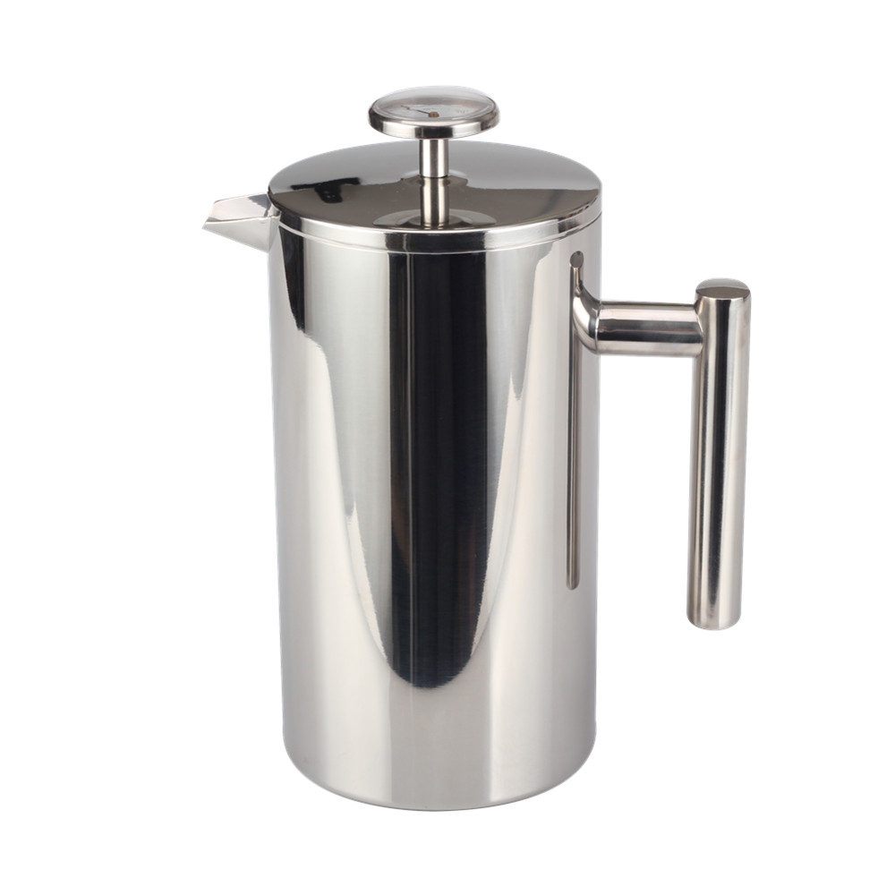 Stainless Steel Double Wall French Press With Thermometer