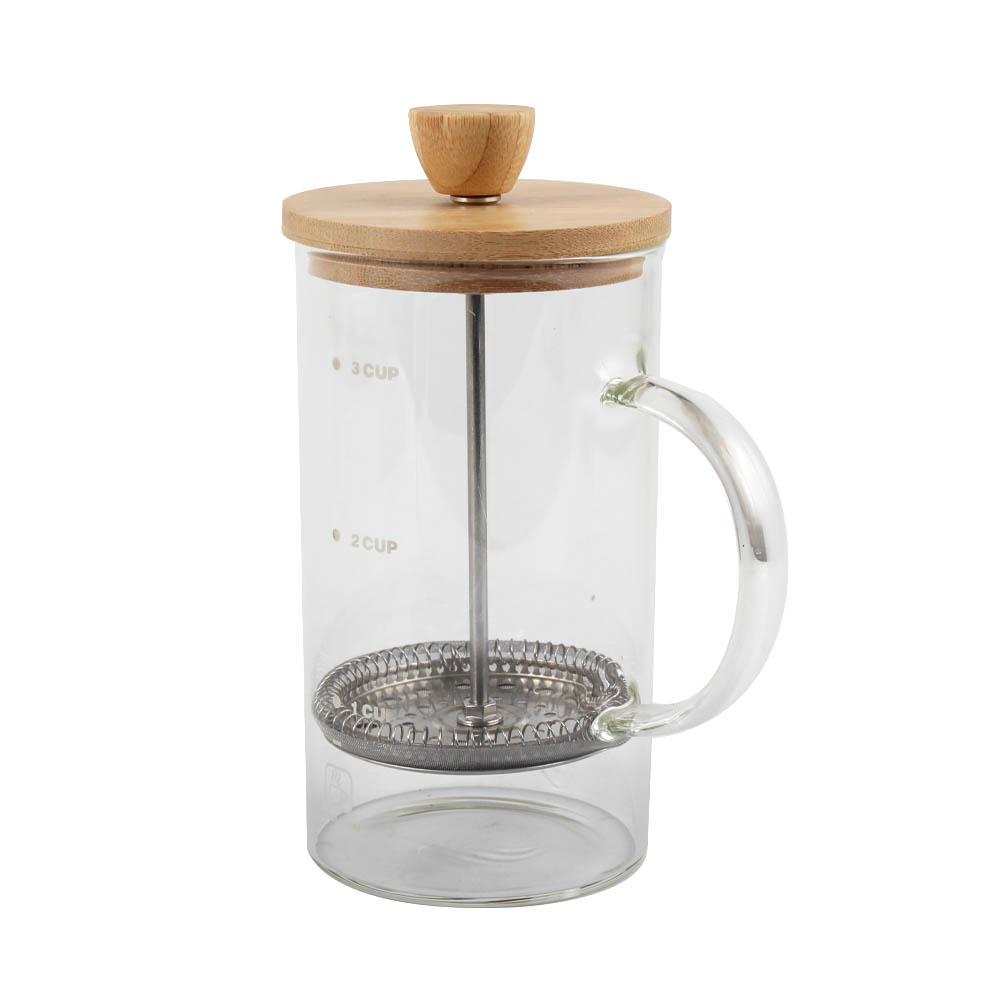 High-Heat Borosilicate Glass French Press With Bamboo Lid