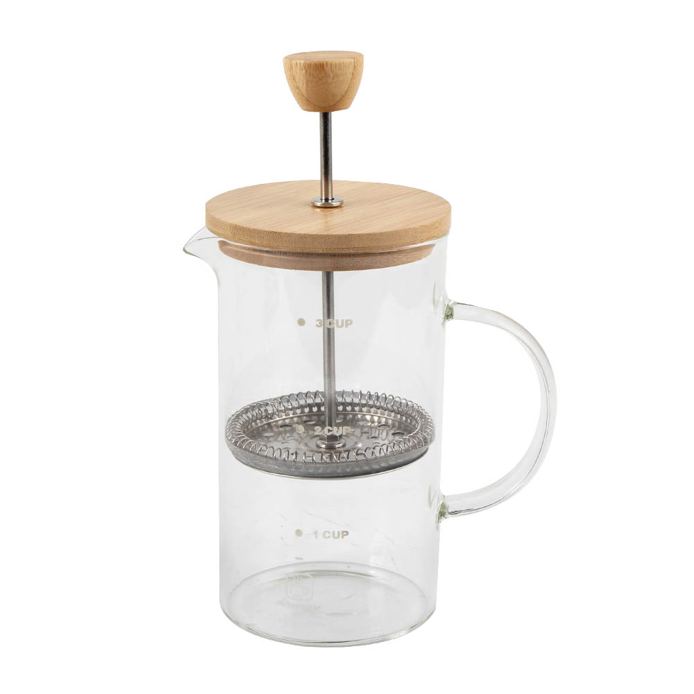 High-Heat Borosilicate Glass French Press With Bamboo Lid