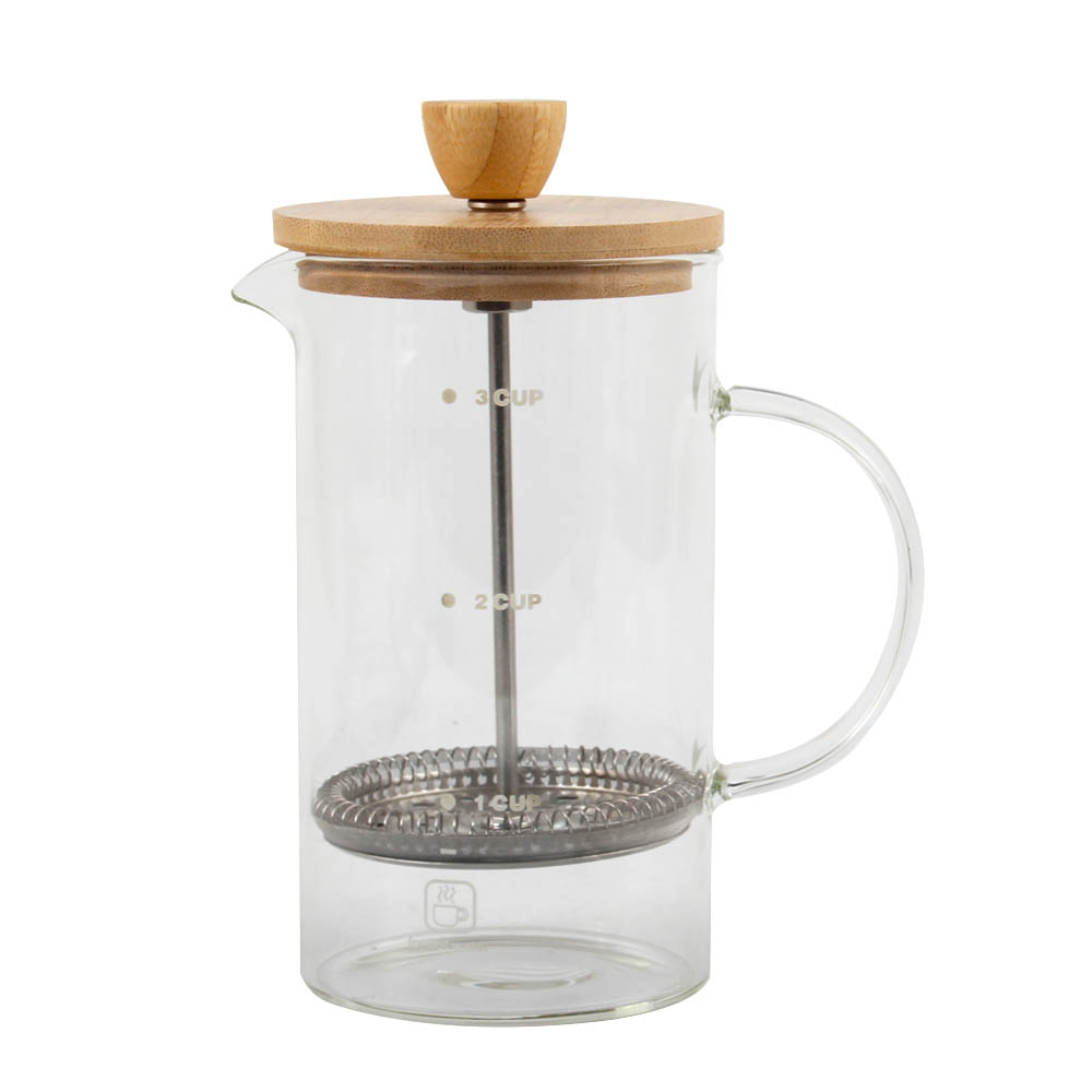 High-Heat Borosilicate Glass French Press With Bamboo Lid