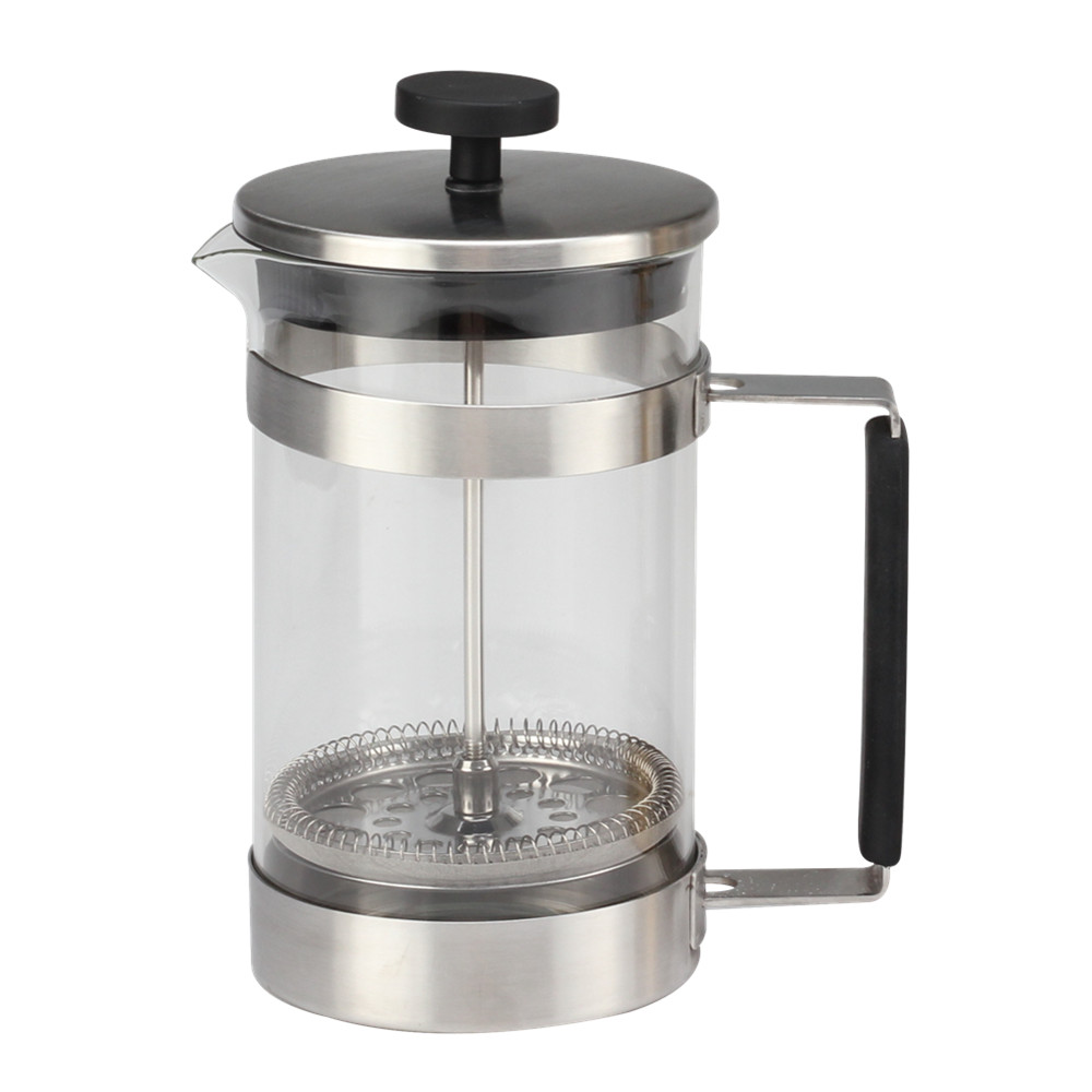 Stainless Steel Plunger System Heat Resistant Glass Coffee Press With Durable Handle