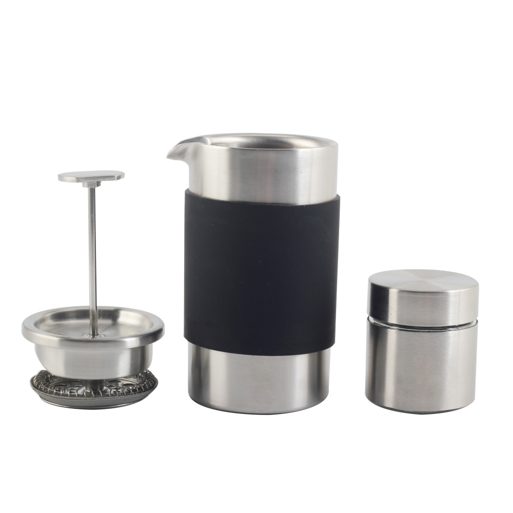 Portable Stainless Steel Coffee Press With Small Jar