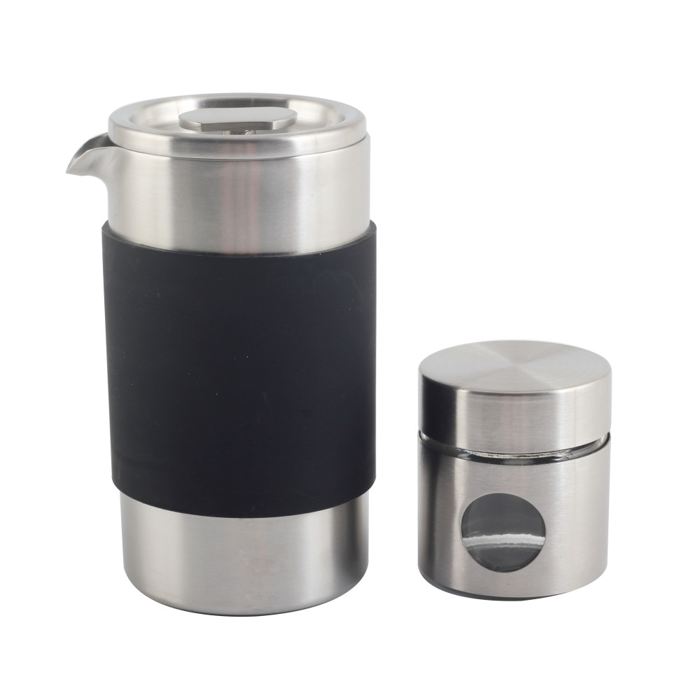 Portable Stainless Steel Coffee Press With Small Jar