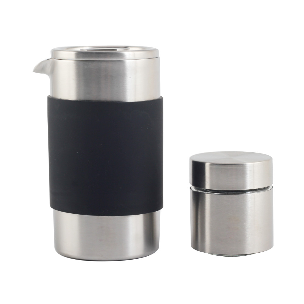 Portable Stainless Steel Coffee Press With Small Jar