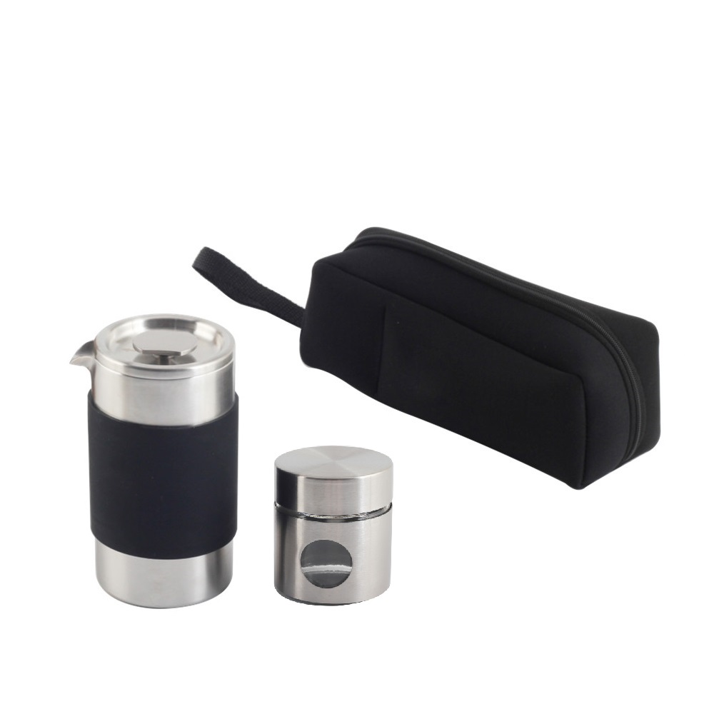 Portable Stainless Steel Coffee Press With Small Jar