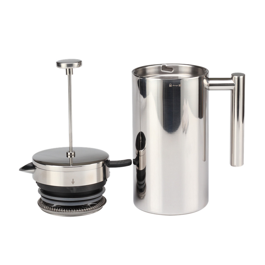 Stainless Steel Manual Coffee Makers for Home Office Or Camping，Silver