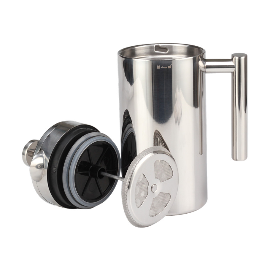 Stainless Steel Manual Coffee Makers for Home Office Or Camping，Silver