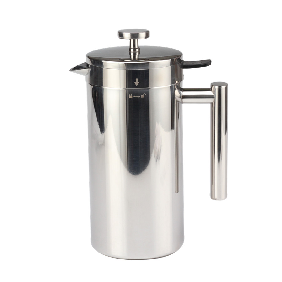 Stainless Steel Manual Coffee Makers for Home Office Or Camping，Silver