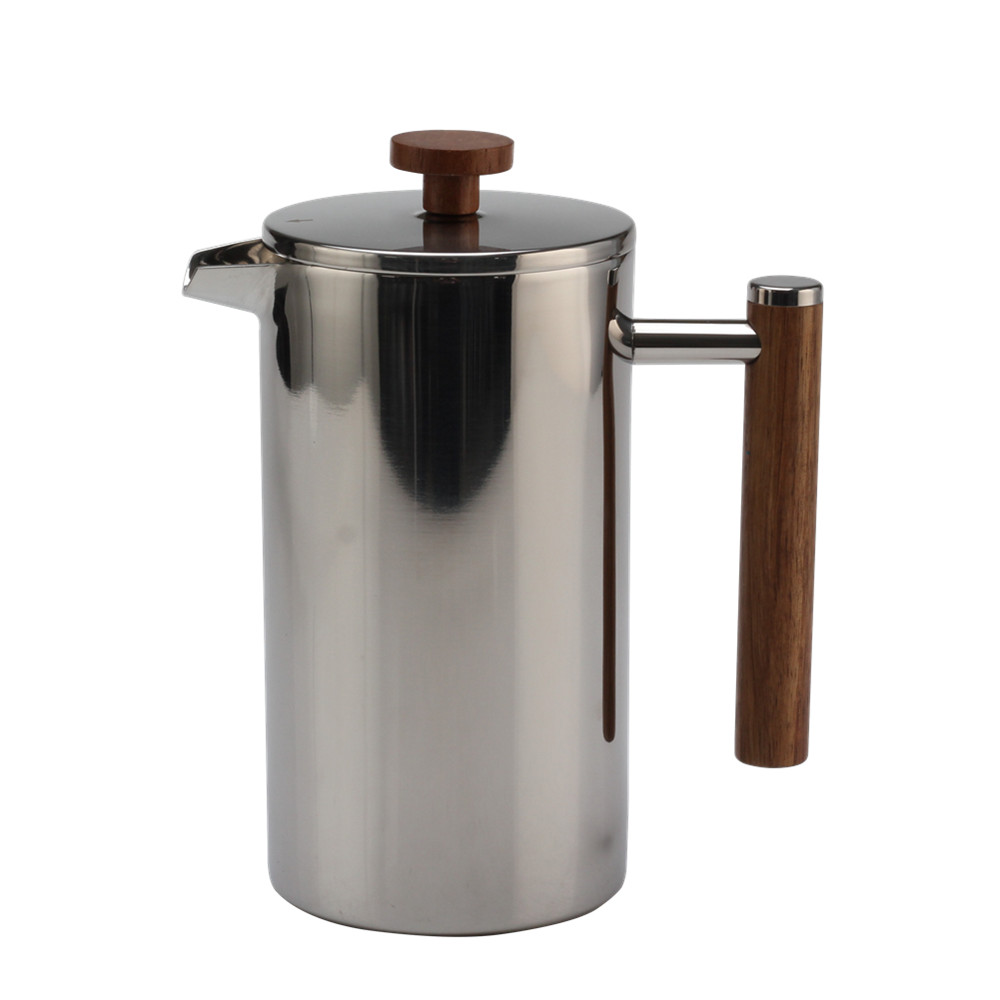 Stylish French Press Coffee And Tea Maker With Wood Handle And Knob