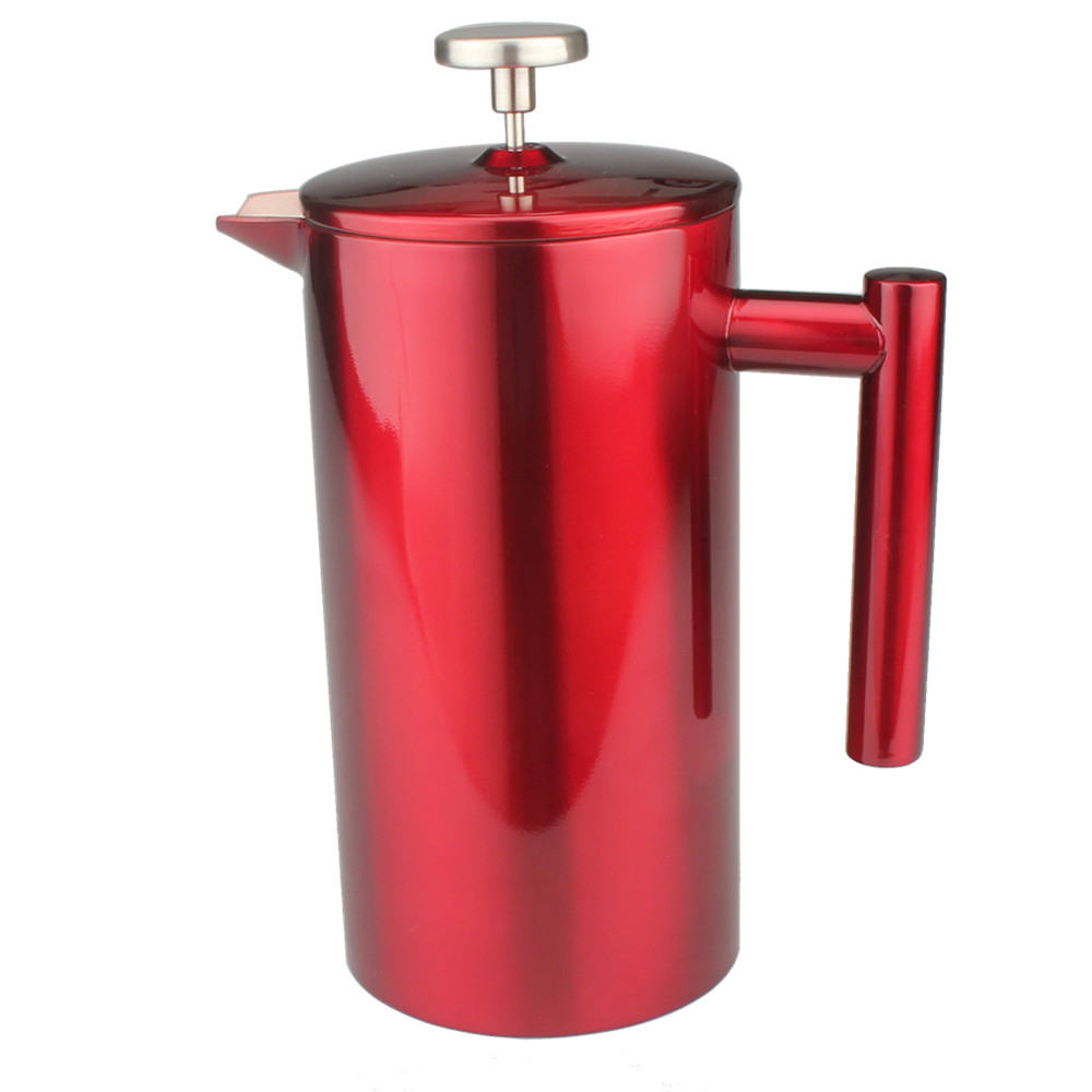 Red Stainless Steel French Press Coffee Maker