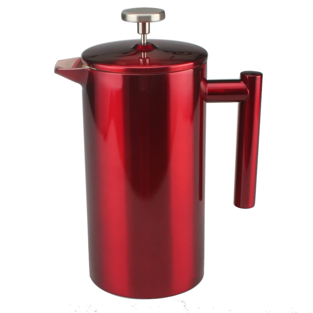 Red Stainless Steel French Press Coffee Maker