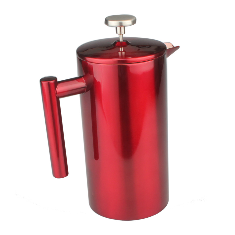 Red Stainless Steel French Press Coffee Maker