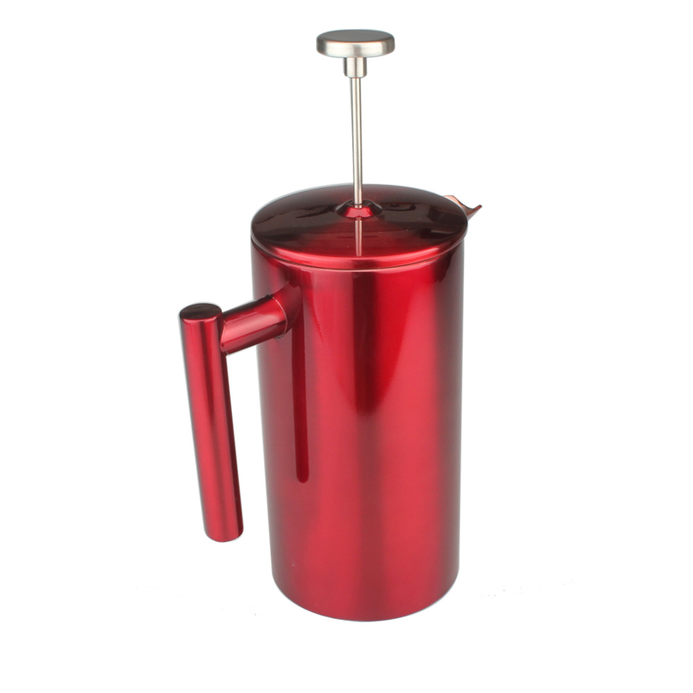 Red Stainless Steel French Press Coffee Maker