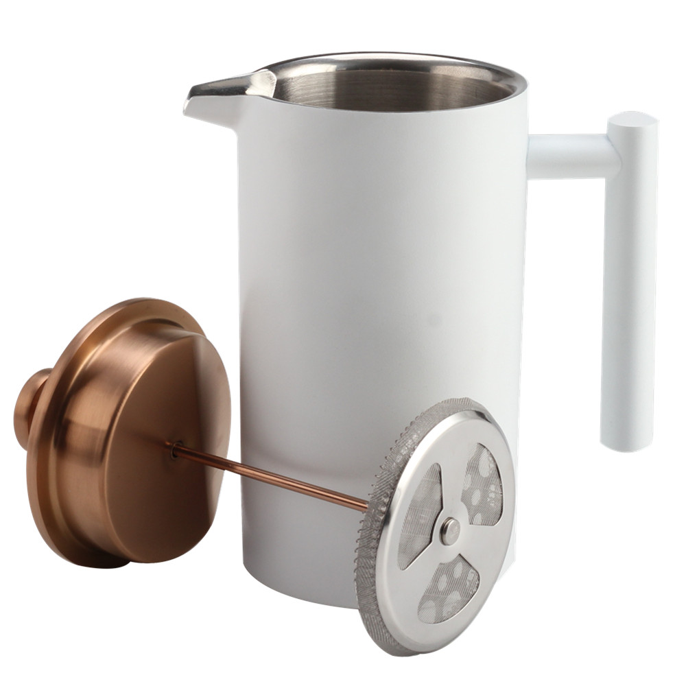 White Stainless Steel French Press Coffee Maker