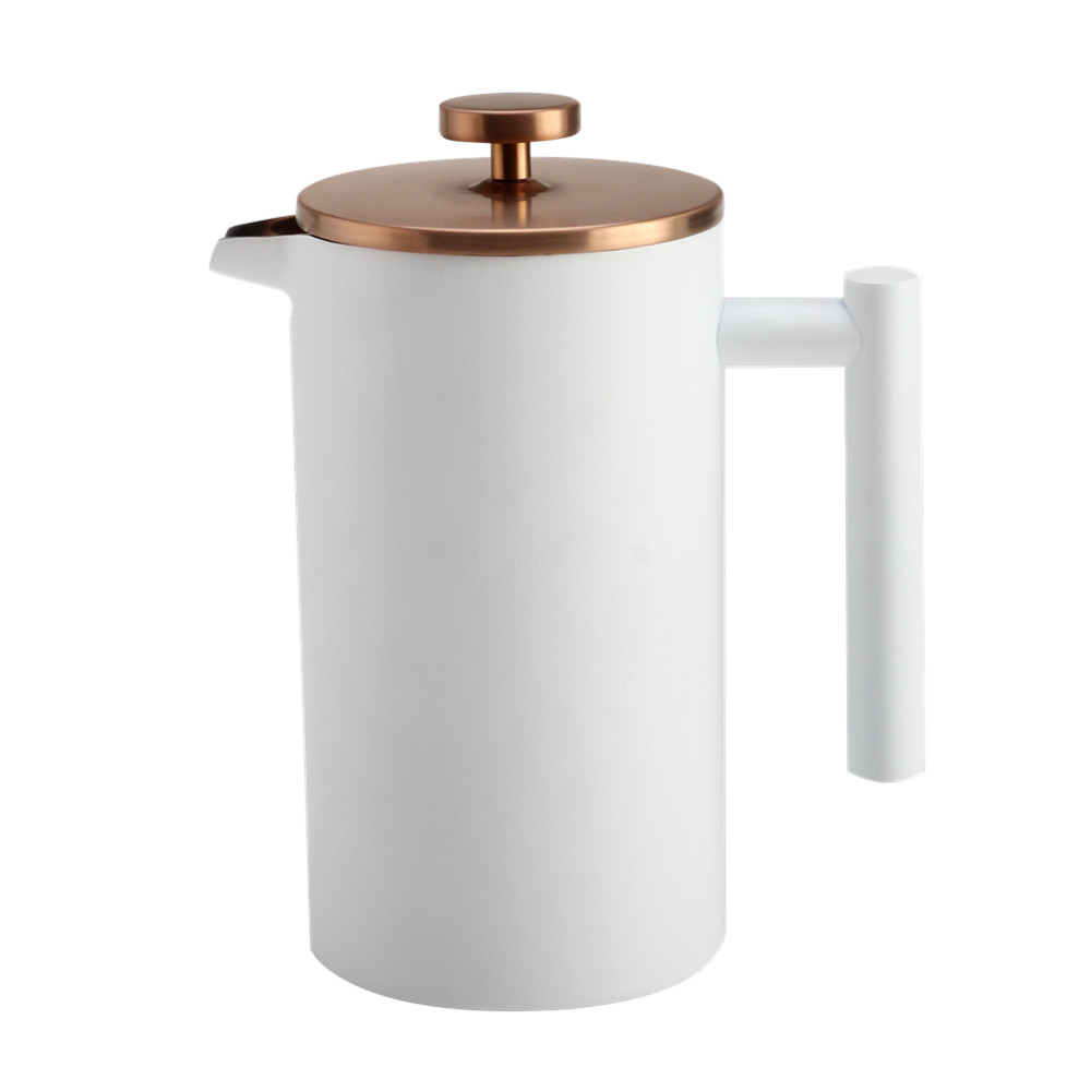 White Stainless Steel French Press Coffee Maker