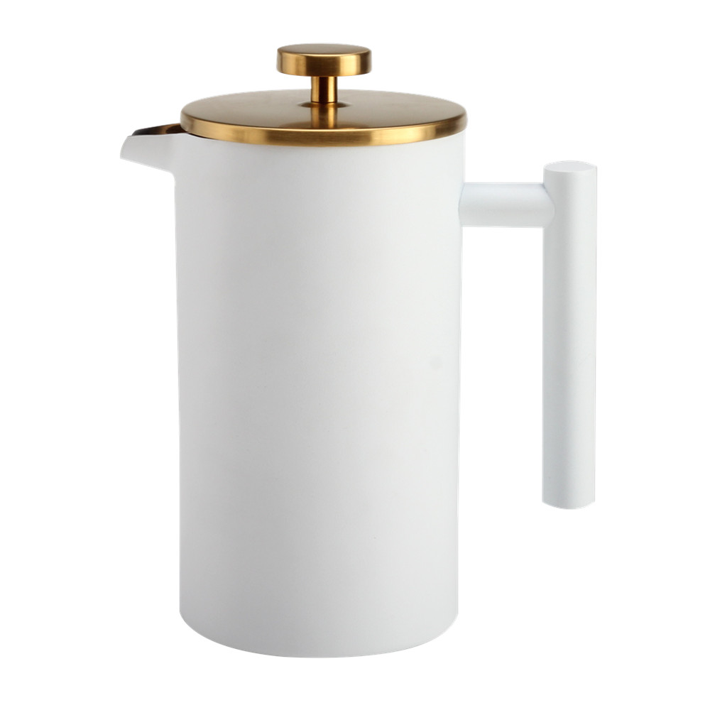 White Stainless Steel French Press Coffee Maker