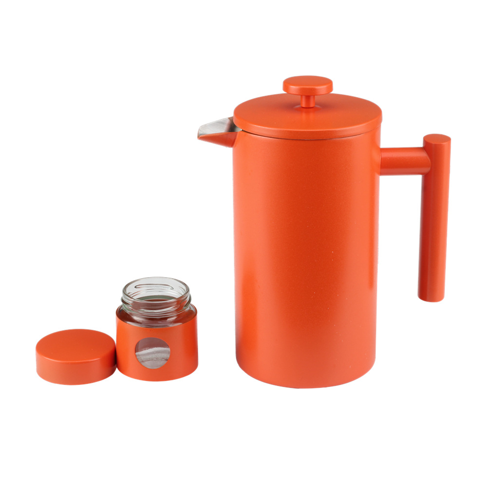 Double Walled Insulated Coffee & Tea Brewer Pot & Maker With Small Jar